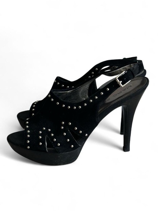 Marc Fisher Shoes - Marc Jacobs Black Studded Suede Platform Slingback Heels 7.5